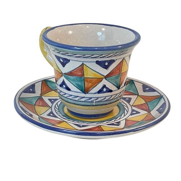 Sberna STARBUCKS Espresso Coffee Cup Saucer Demitasse Handpainted Deruta ITALY - Picture 5 of 11